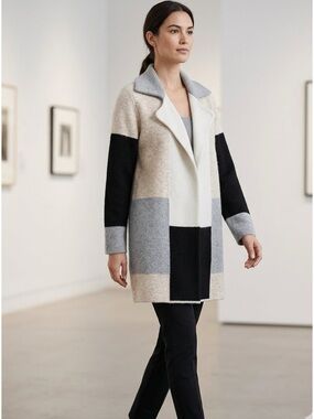 Papa Vancouver Color Block Open Front Cardigan Jacket Size S/M Boho Lagenlook